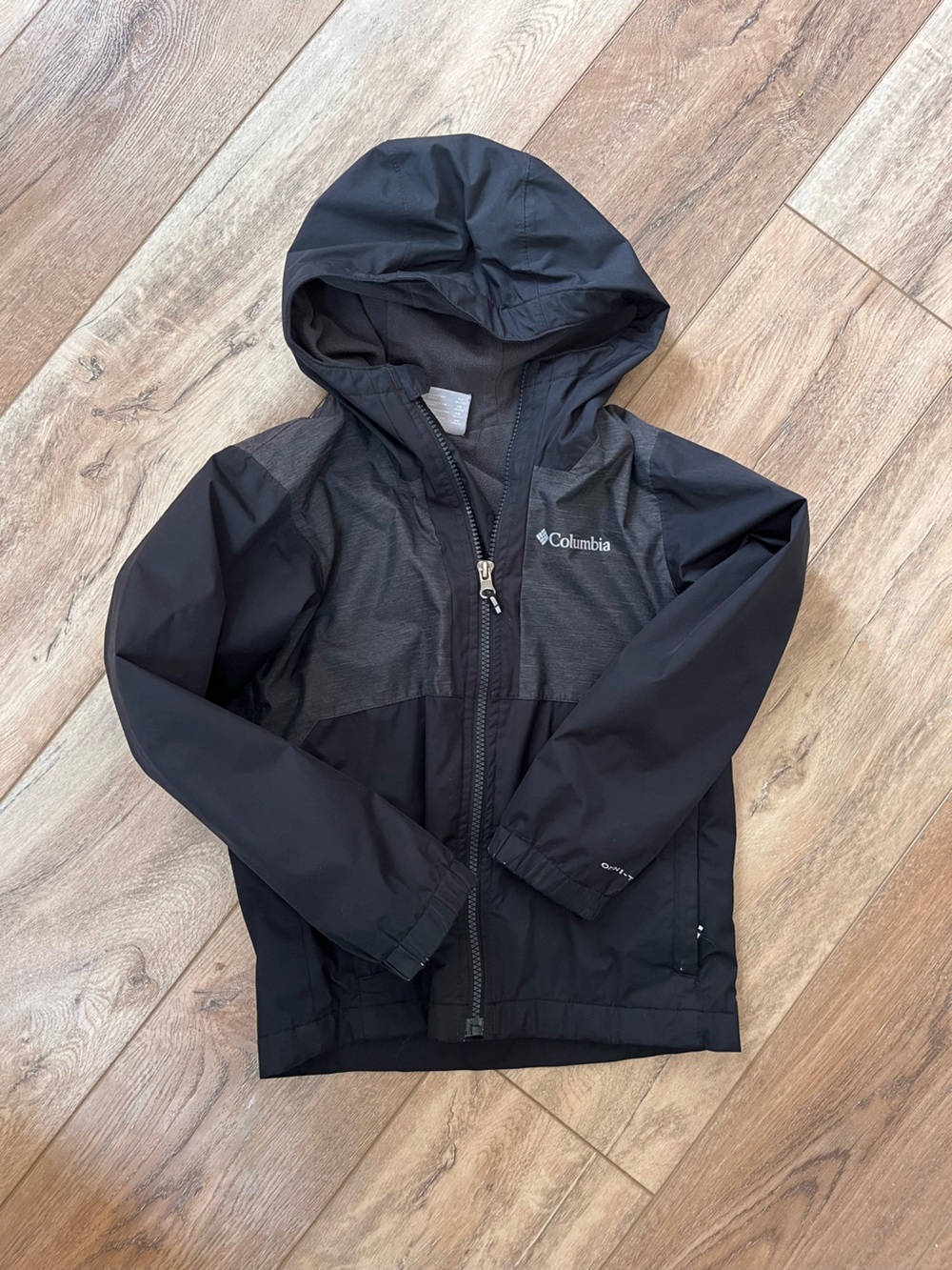 Columbia Rainy Trails Black Fleece-Lined Hooded Jacket